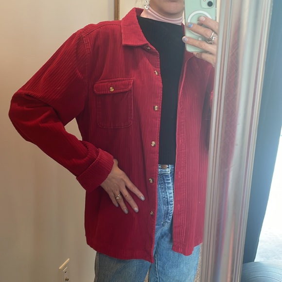 Corduroy Shacket shirt chore coat TRADITIONS brand red cotton shirt 👍🏼 - Picture 5 of 5